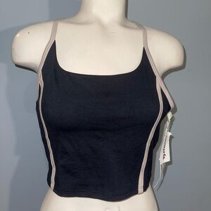 Jessica Simpson Black Sports bra cropped tank top activewear yoga small woman’s